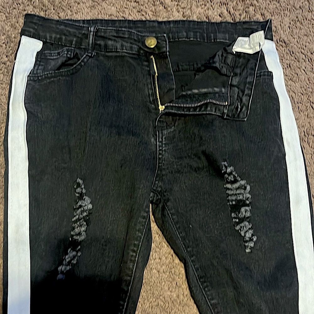 Denim 'White Striped' Jeans
